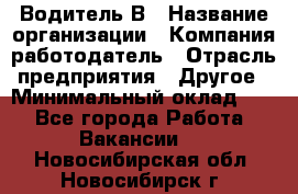 Водитель В › Название организации ­ Компания-работодатель › Отрасль предприятия ­ Другое › Минимальный оклад ­ 1 - Все города Работа » Вакансии   . Новосибирская обл.,Новосибирск г.